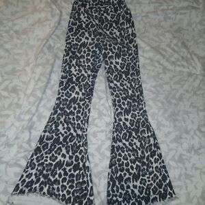 Lucky & Blessed Black and Cream Leopard Flare Jeans